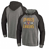 Los Angeles Lakers Fanatics Branded Ash Antique Stack Tri Blend Raglan Pullover Hoodie Fyun,baseball caps,new era cap wholesale,wholesale hats